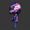 Cartoon Racing Character With Pink And Blue Helmet Number 11 And Racing Suit