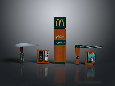 McDonald's Outdoor Signage Featuring Menu Boards Canopy And Pillar Design 3d model