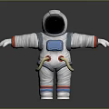 Detailed Astronaut Model With White Space Suit Blue Red Accents And Open Arms