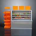 Orange Retail Furniture With Shelf And Glass Door Display Cabinet For Fruits And Food Items