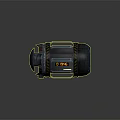 Cylindrical Industrial Equipment Featuring Metal Casing Yellow Warning Stripes Green Display And Handles