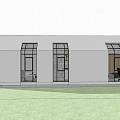 Modern White Detached Villa Exterior With Wooden Accents Large Windows And Green Lawn