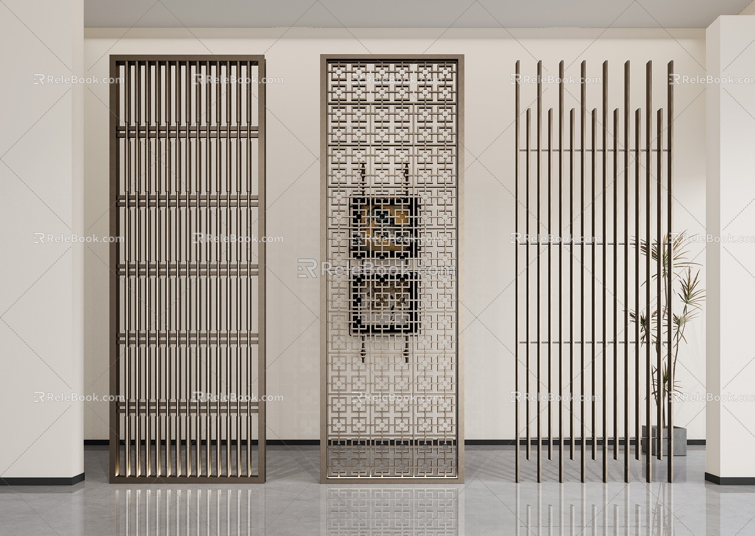 Modern Light Luxury Metal Partition Screen Restaurant Partition Porch Partition 3d model