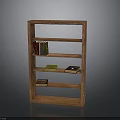 Wooden Bookshelf Interior Design With Multiple Shelves And Stacked Books