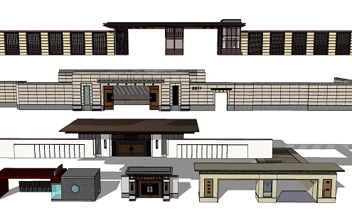 New Chinese-style Gate Entrance 3d model