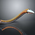 Mechanical Snake Device With Orange Silver Segments Curved Structure And Head Tail Design 3d model