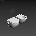 White Wall Mounted Toilet With Bidet And Black Control Panel In Modern Bathroom