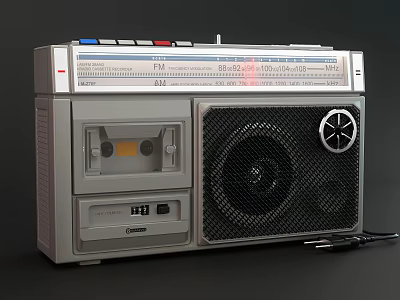Vintage Radio Cassette Player with FM AM Radio Cassette Deck Large Speaker and Control Buttons 3d model