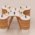 Booth experience table display cabinet mobile phone headset charging treasure round combination game handle special-shaped booth 3d model