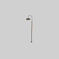 Vintage Bronze Floor Lamp With Arched Metal Pole Wide Brim Shade And Clear Glass Bulb