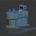 Industrial Electrical Transformer With Green Casing Copper Coils Motor And Control Panel On Platform