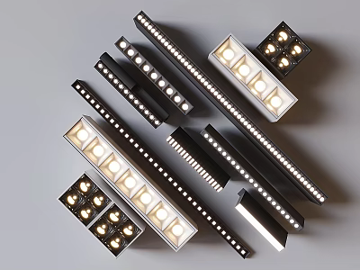 Modern Grille Lights Collection With Various Designs Shapes And LED Lighting Options 3d model