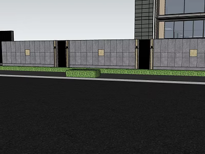 Modern Outdoor Landscape Wall With Stone Panels Decorative Insets And Green Lawn 3d model