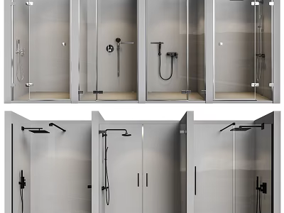 Sleek Modern Shower Sauna Interior Design With Glass Enclosures Chrome Fixtures And Tile Walls 3d model