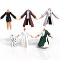 Various Clothing Models With Different Styles Including Black Dress Brown Coat And Green Robe