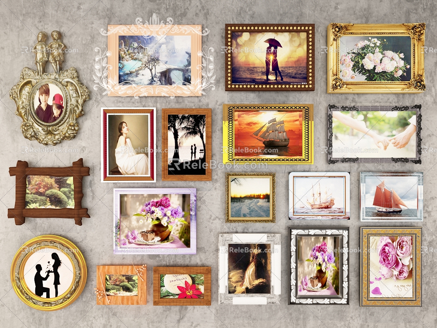 European-style photo wall frame 3d model