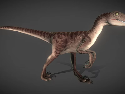 Realistic Dinosaur Game Movie Character 3D Model With Striped Skin And Standing Posture 3d model