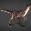 Realistic Dinosaur Game Movie Character 3D Model With Striped Skin And Standing Posture