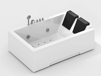 White Freestanding Bathtub With Black Cushions And Modern Chrome Faucet Design 3d model