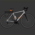 White Road Bike with Black Handlebars Rear Rack and Orange Accents