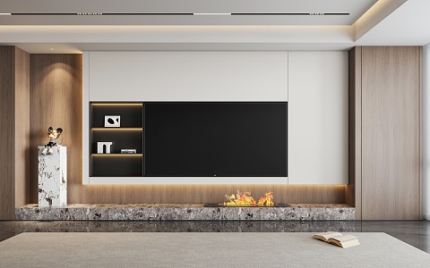 Modern living room TV wall 3d model