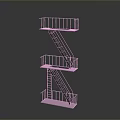 Industrial Z Shaped Staircase With Multiple Platforms And Metal Railings