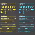Yellow And Blue Arrows Lines Design Elements For Graphic UI Icons Set 3d model