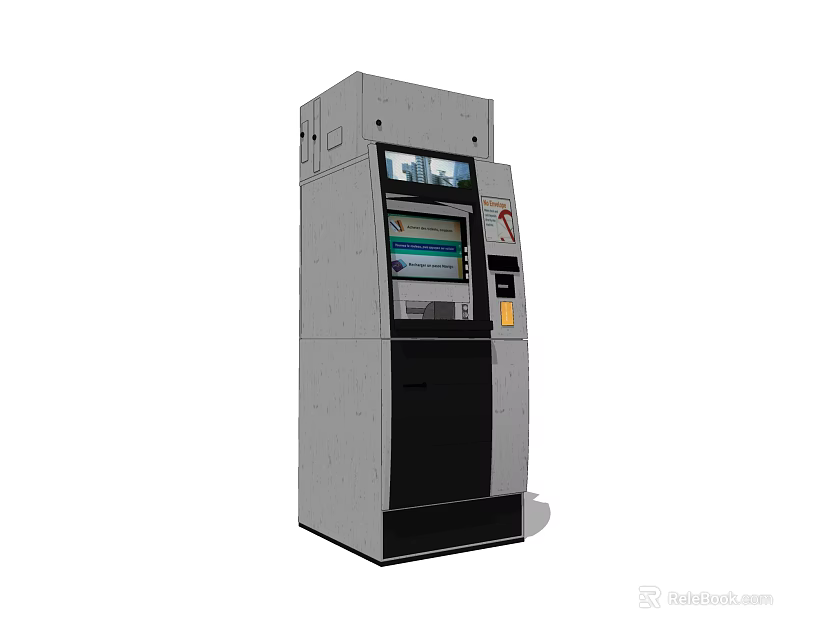 Public ATM Facility Self Service Cash Withdrawal Machine With Digital Screen And Card Slot 3d model 