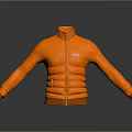 Orange Puffer Jacket With Zipper Closure Warm Lightweight Casual Fashionable Design