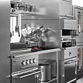 Stainless Steel Kitchen Appliances Including Oven Refrigerator Microwave And Range Hood
