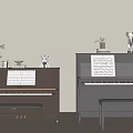 Stylish Two Pianos Interior With Sheet Music Decorative Items And Wooden Floor