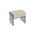 Modern Stool With Black Frame Beige Padded Seat And Golden Accents