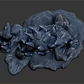 Blue Rock Creature Character Standing With Red Eyes On Rock Base