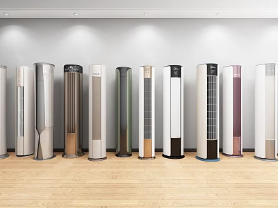 Various Modern Air Cooler Fans With Stylish Designs And Colorful Finishes On Indoor 3d model