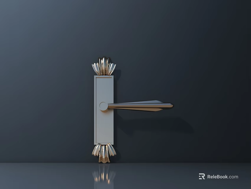 Elegant Modern Door Handle With Ornate Metal Details And Sleek Finish For Home Interior 3d model 