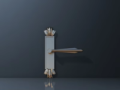 Elegant Modern Door Handle With Ornate Metal Details And Sleek Finish For Home Interior 3d model