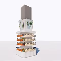 Modern Multi Tier Display Shelves With Various Products And Spacious Design 3d model