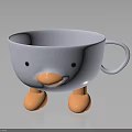Adorable White Duck Shaped Cup With Black Eyes Orange Beak And Feet As Household Item