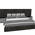 Modern Double Bed With Dark Upholstered Headboard Four Pillows And Side Nightstands 3d model