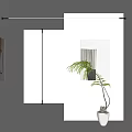 Stylish Decorative Lighting In Modern Minimalist Interior With White Walls Mirror Plant And Artwork