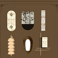 Elegant Modern Wall Lamps With Various Designs Mounted On Beige Wall And Ornate Frame