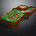 Wooden Roulette Gaming Table With Green Felt Surface And Number Markers