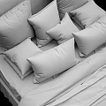 Cozy Double Bed With Plush Pillows Knitted Blanket And Nightstand Decor
