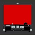 Open Black Suitcase Style Record Player With Red Interior And Turntable 3d model