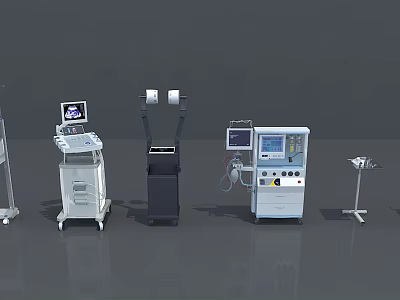 Professional Medical Equipment Collection With Ultrasound Monitor Surgical Carts And Devices 3d model