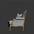 Elegant Classical Multi Person Sofa With Light Blue Upholstery Gold Carved Accents And Plush Decorative Cushions