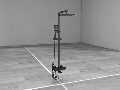 Modern Black Shower System With Rainfall Top Sprayer And Handheld Wand In Minimalist Bathroom Space 3d model