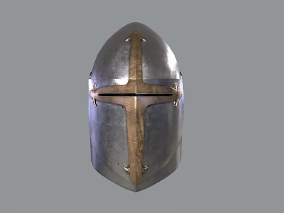 Medieval Knight Armor Helmet With Metal Cross Design And Vintage Style 3d model