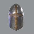 Medieval Knight Armor Helmet With Metal Cross Design And Vintage Style