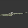 Leaf Shaped Green Object With Textured Root Like Structure And Central White Element